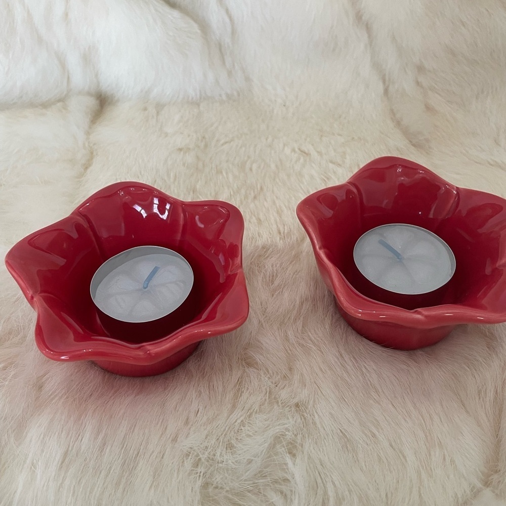 Southern Living Petals of Light Candle Holders. Ceramic. NWOT